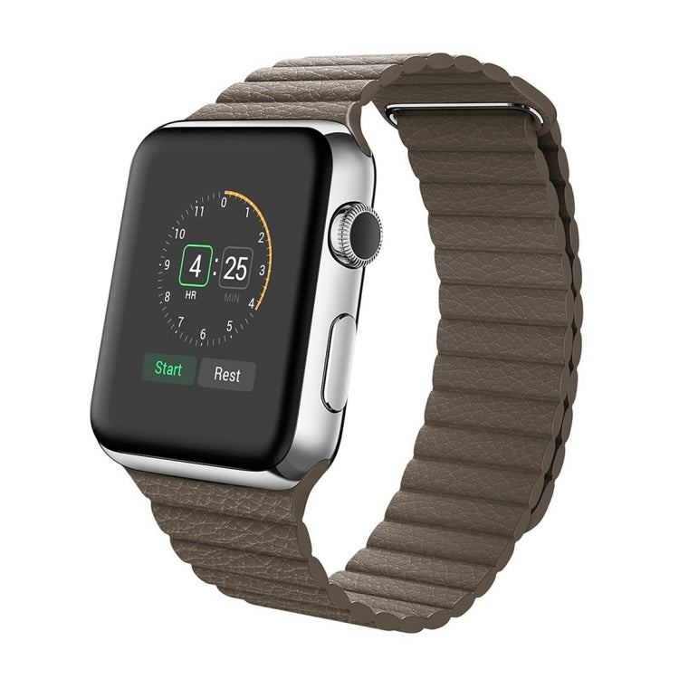 Lisslune | For Apple Watch 38mm Loop Magnetic Closure Buckle PU Leather Watch Band (Brown)