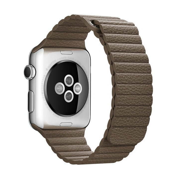 Lisslune | For Apple Watch 38mm Loop Magnetic Closure Buckle PU Leather Watch Band (Brown)