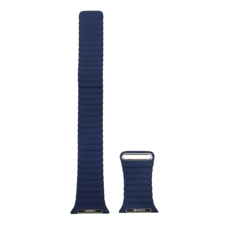 Lisslune | For Apple Watch 42mm Loop Magnet Closure Clasp PU Leather Watch Strap (Dark Blue)