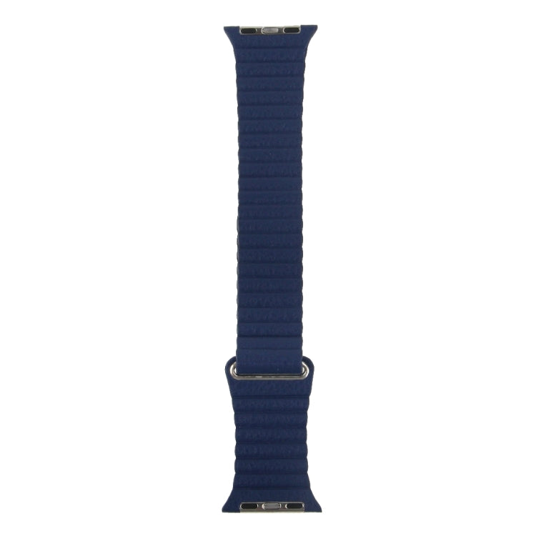 Lisslune | For Apple Watch 42mm Loop Magnet Closure Clasp PU Leather Watch Strap (Dark Blue)