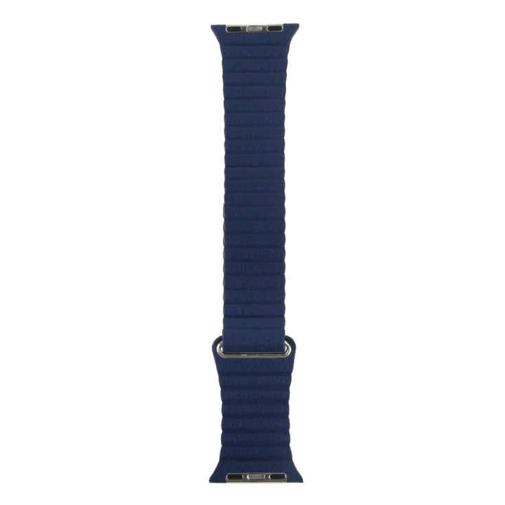 Lisslune | For Apple Watch 42mm Loop Magnet Closure Clasp PU Leather Watch Strap (Dark Blue)