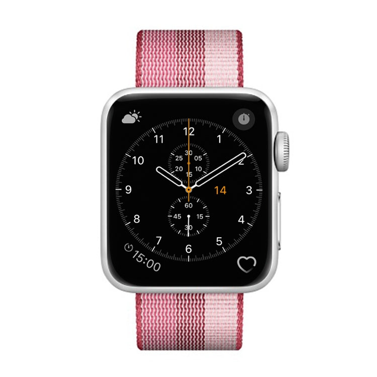 Lisslune | For Apple Watch 42mm Striped Woven Nylon Watch Band (Berry Color)