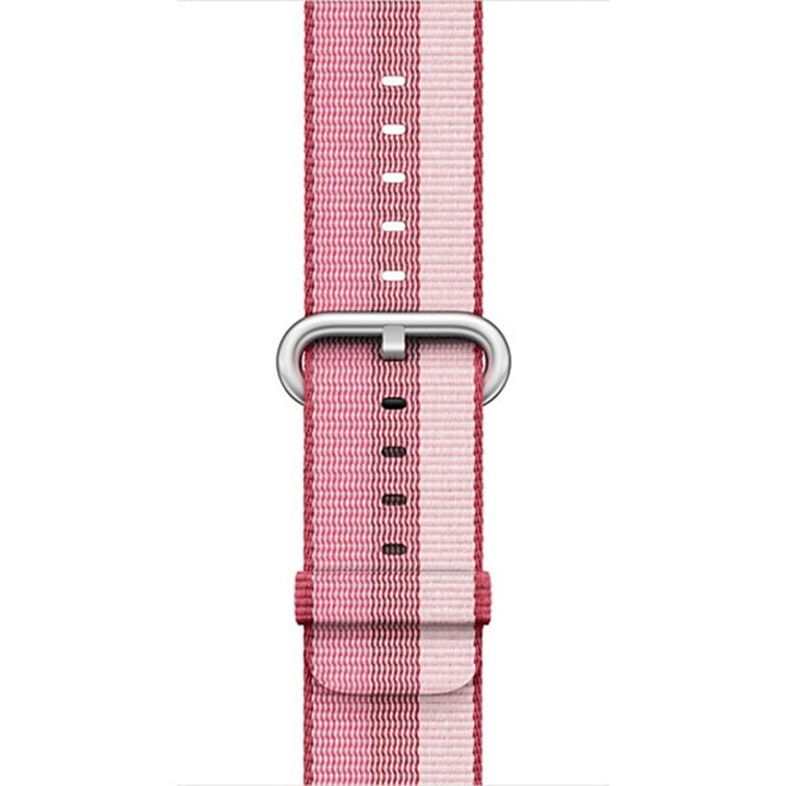 Lisslune | For Apple Watch 42mm Striped Woven Nylon Watch Band (Berry Color)