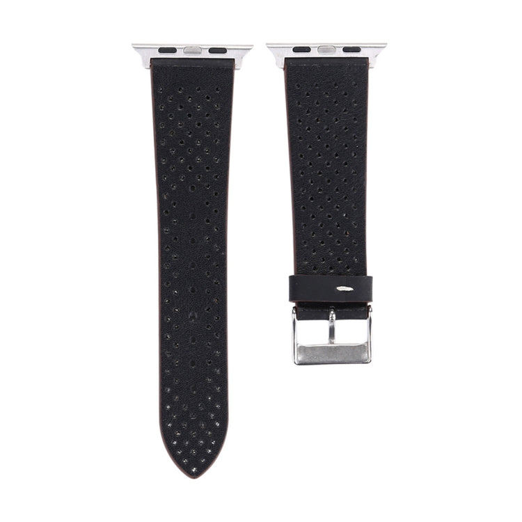 Lisslune | For Apple Watch Series 10 42mm / 9&8&7 41mm / SE 3&SE 2&6&SE&5&4 40mm / 3&2&1 38mm Simple Fashion Leather Hole Pattern Band (Black)