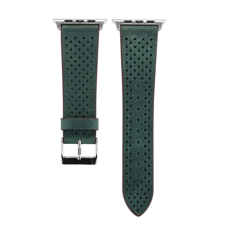 Lisslune | For Apple Watch Series 10 42mm / 9&8&7 41mm / SE 3&SE 2&6&SE&5&4 40mm / 3&2&1 38mm Simple Fashion LEATHER Hole Pattern Watch Band (Green)