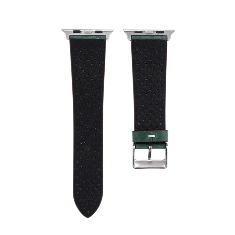 Lisslune | For Apple Watch Series 10 42mm / 9&8&7 41mm / SE 3&SE 2&6&SE&5&4 40mm / 3&2&1 38mm Simple Fashion LEATHER Hole Pattern Watch Band (Green)