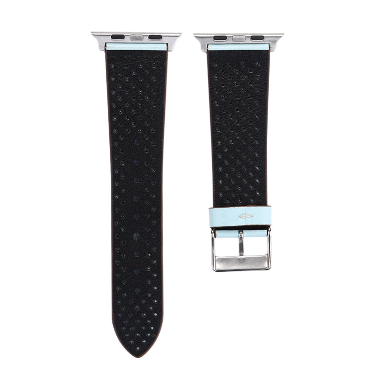 Lisslune | For Apple Watch Series 10 42mm / 9&8&7 41mm / SE 3&SE 2&6&SE&5&4 40mm / 3&2&1 38mm Simple Fashion Leather Hole Pattern Watch Strap (Blue)