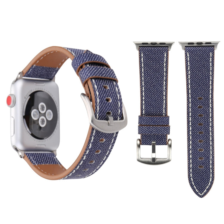 Lisslune | For Apple Watch Series 10 42mm / 9&8&7 41mm / SE 3&SE 2&6&SE&5&4 40mm / 3&2&1 38mm Simple Fashion Leather Cowboy Pattern Watch Band (Dark Blue)