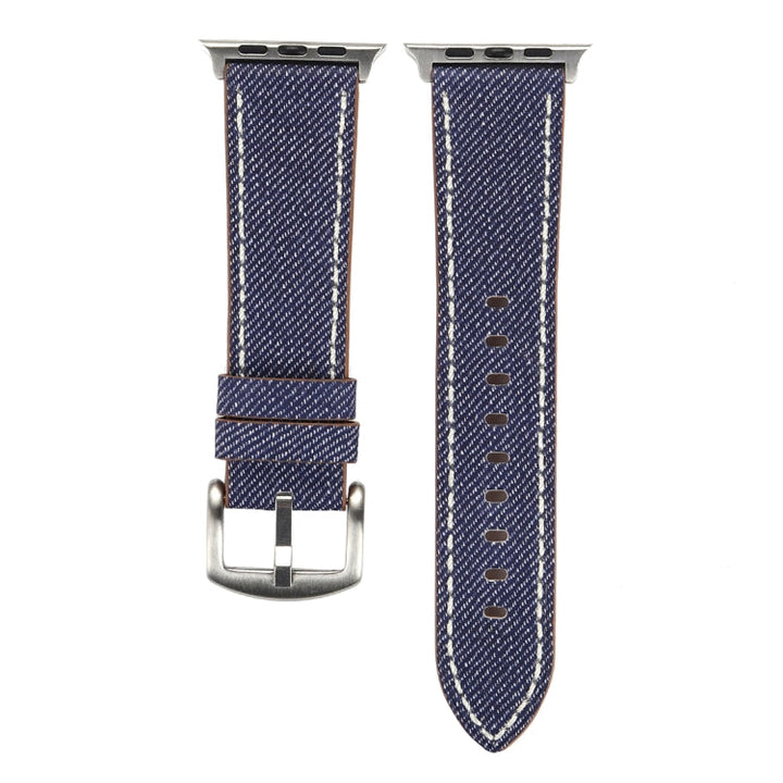 Lisslune | For Apple Watch Series 10 42mm / 9&8&7 41mm / SE 3&SE 2&6&SE&5&4 40mm / 3&2&1 38mm Simple Fashion Leather Cowboy Pattern Watch Band (Dark Blue)