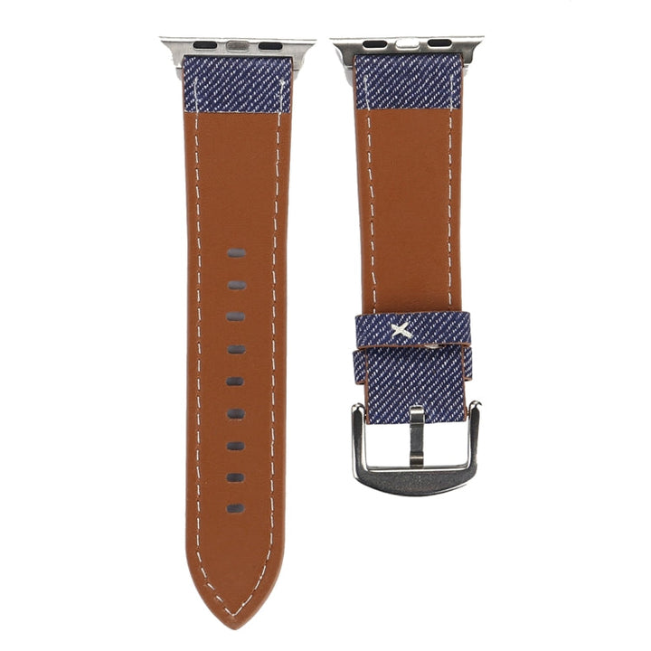 Lisslune | For Apple Watch Series 10 42mm / 9&8&7 41mm / SE 3&SE 2&6&SE&5&4 40mm / 3&2&1 38mm Simple Fashion Leather Cowboy Pattern Watch Band (Dark Blue)
