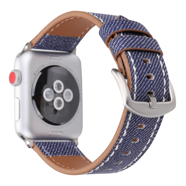 Lisslune | For Apple Watch Series 10 42mm / 9&8&7 41mm / SE 3&SE 2&6&SE&5&4 40mm / 3&2&1 38mm Simple Fashion Leather Cowboy Pattern Watch Band (Dark Blue)