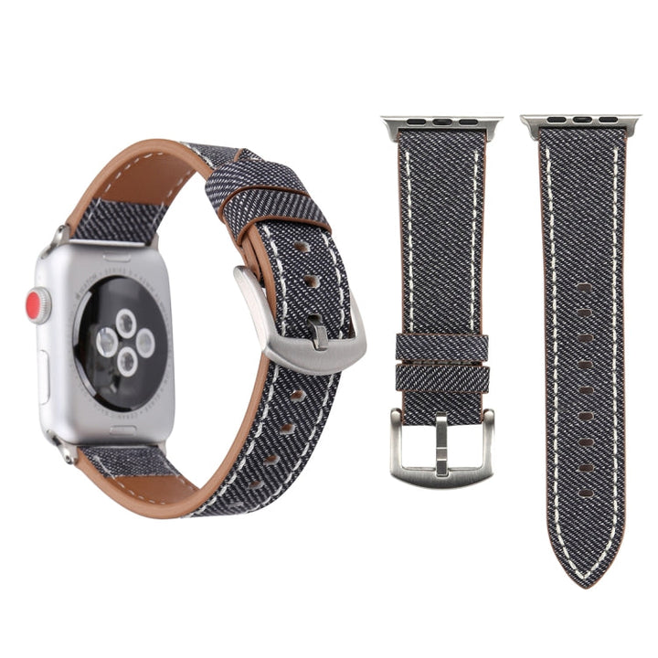 Lisslune | For Apple Watch Series 10 42mm / 9&8&7 41mm / SE 3&SE 2&6&SE&5&4 40mm / 3&2&1 38mm Simple Style Leather Cowboy Pattern Watchband (Gray)