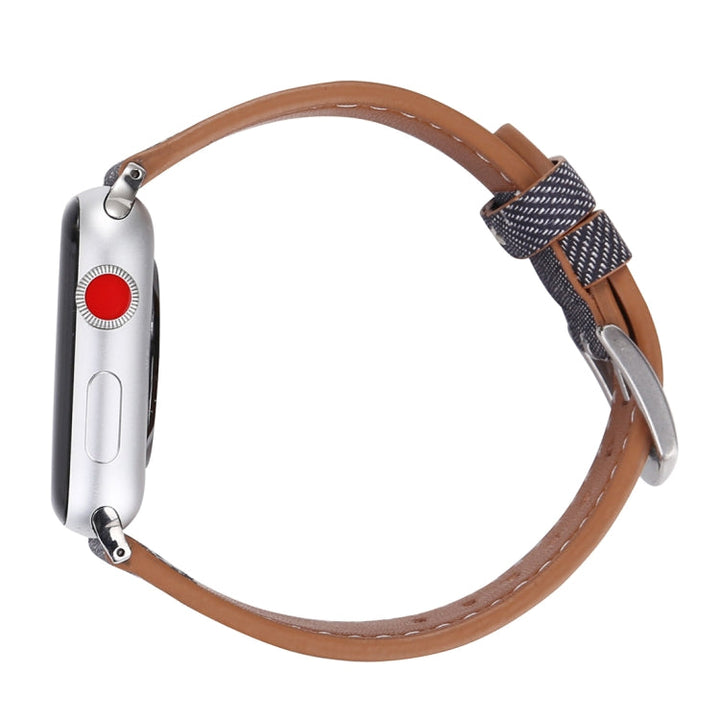 Lisslune | For Apple Watch Series 10 42mm / 9&8&7 41mm / SE 3&SE 2&6&SE&5&4 40mm / 3&2&1 38mm Simple Style Leather Cowboy Pattern Watchband (Gray)