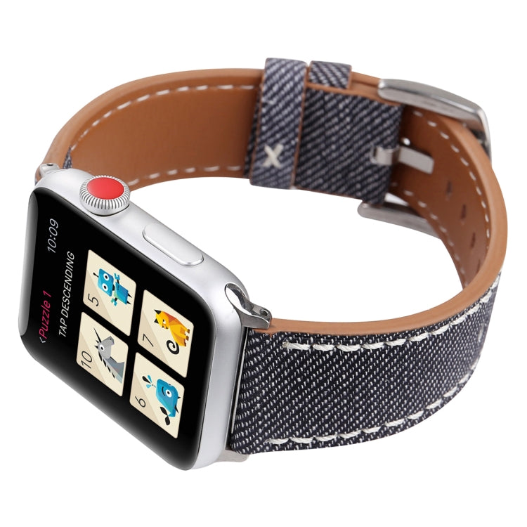 Lisslune | For Apple Watch Series 10 42mm / 9&8&7 41mm / SE 3&SE 2&6&SE&5&4 40mm / 3&2&1 38mm Simple Style Leather Cowboy Pattern Watchband (Gray)