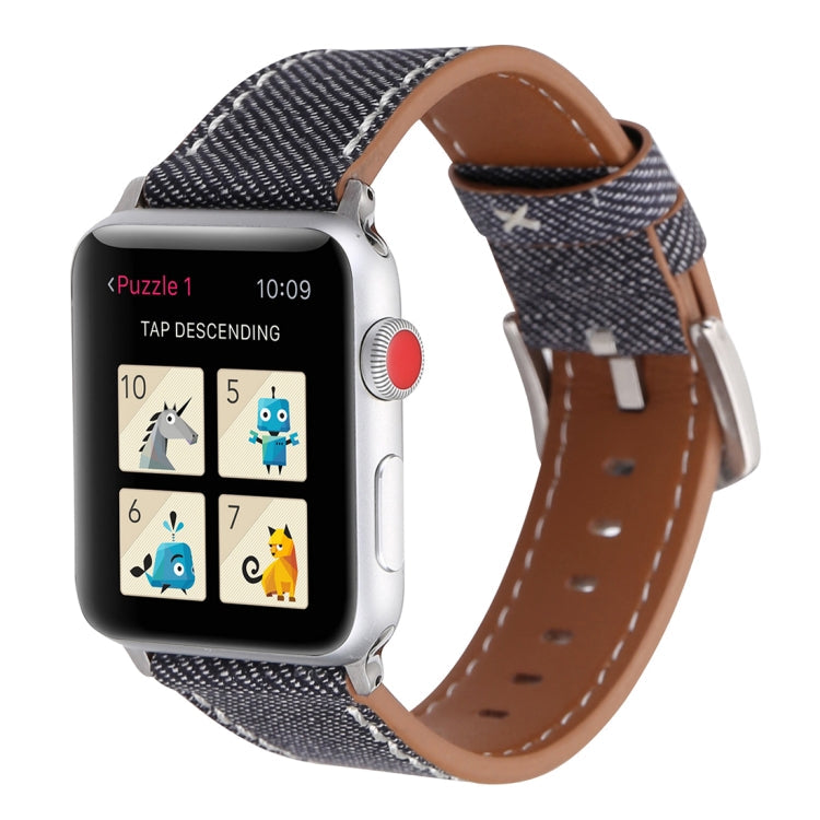 Lisslune | For Apple Watch Series 10 42mm / 9&8&7 41mm / SE 3&SE 2&6&SE&5&4 40mm / 3&2&1 38mm Simple Style Leather Cowboy Pattern Watchband (Gray)
