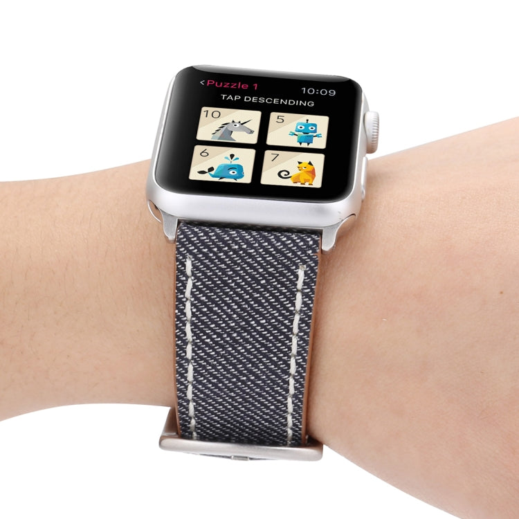 Lisslune | For Apple Watch Series 10 42mm / 9&8&7 41mm / SE 3&SE 2&6&SE&5&4 40mm / 3&2&1 38mm Simple Style Leather Cowboy Pattern Watchband (Gray)