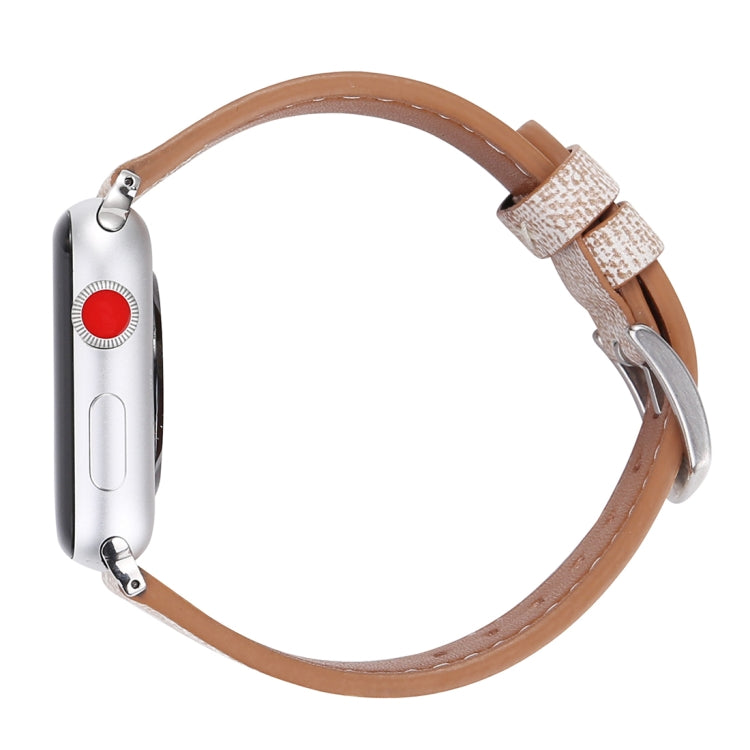 Lisslune | For Apple Watch Series 10 42mm / 9&8&7 41mm / SE 3&SE 2&6&SE&5&4 40mm / 3&2&1 38mm Simple Fashion Leather Cowboy Pattern Watch Strap (Light Gray)