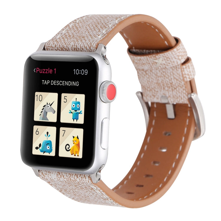 Lisslune | For Apple Watch Series 10 42mm / 9&8&7 41mm / SE 3&SE 2&6&SE&5&4 40mm / 3&2&1 38mm Simple Fashion Leather Cowboy Pattern Watch Strap (Light Gray)