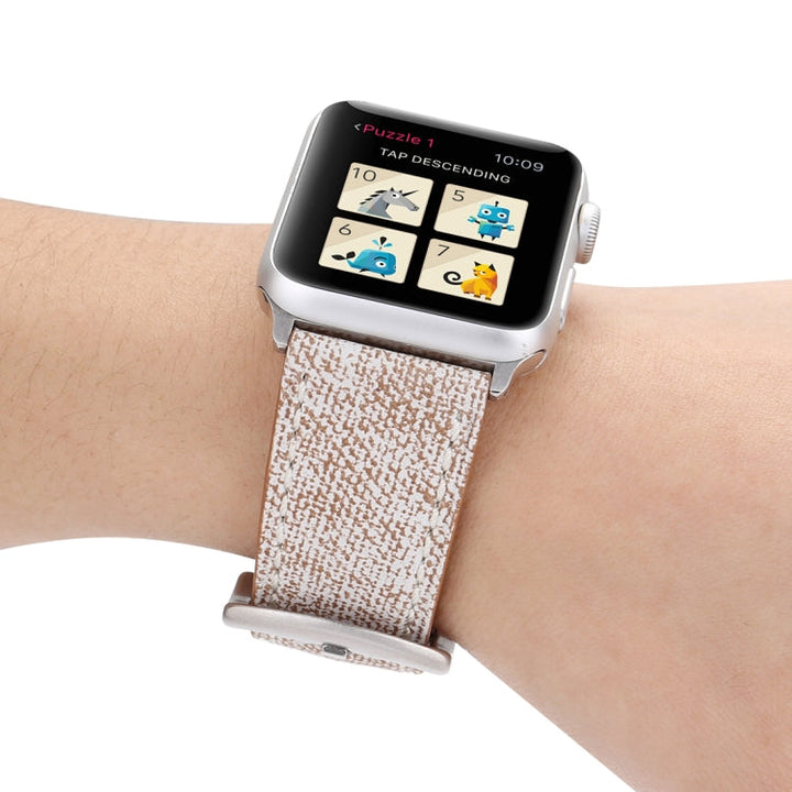 Lisslune | For Apple Watch Series 10 42mm / 9&8&7 41mm / SE 3&SE 2&6&SE&5&4 40mm / 3&2&1 38mm Simple Fashion Leather Cowboy Pattern Watch Strap (Light Gray)