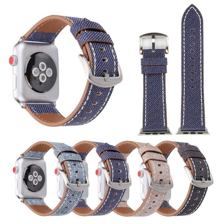Lisslune | For Apple Watch Series 10 42mm / 9&8&7 41mm / SE 3&SE 2&6&SE&5&4 40mm / 3&2&1 38mm Simple Style Leather Cowboy Pattern Watchband (Gray)