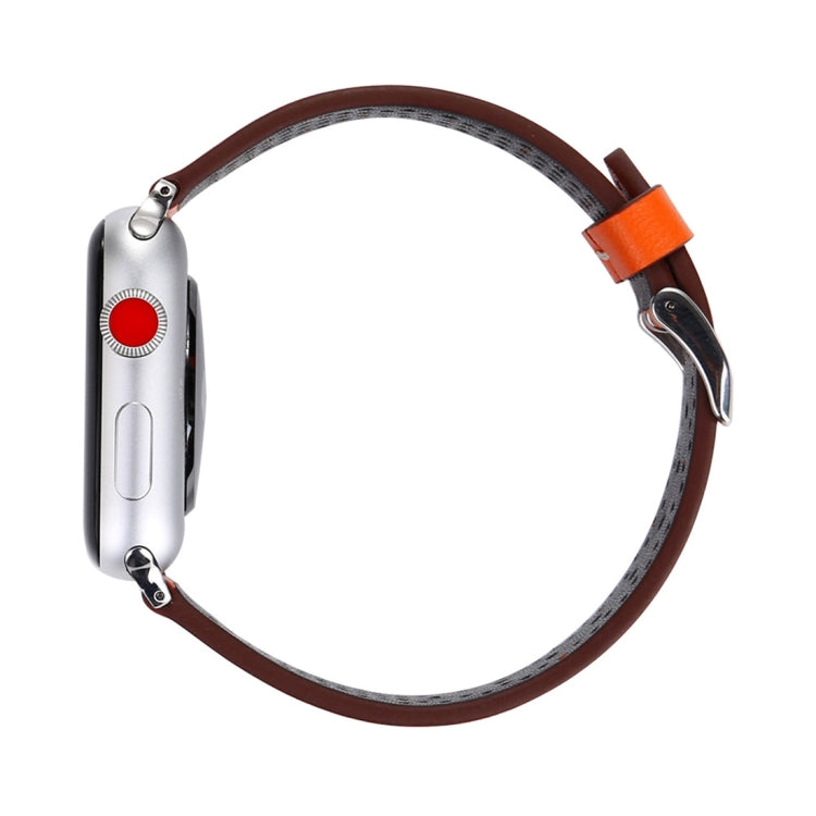 Lisslune | For Apple Watch Ultra 49mm & Watch Ultra 2 49mm / Series 10 46mm / 9 & 8 & 7 45mm / SE 3 & SE 2 & 6 & SE & 5 & 4 44mm / 3 & 2 & 1 42mm Simple Fashion Leather Hole Pattern Watch Strap (Orange)