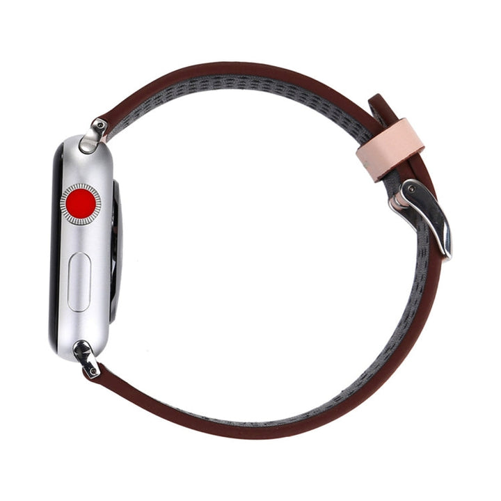 Lisslune | For Apple Watch Ultra 49mm & Watch Ultra 2 49mm / Series 10 46mm / 9 & 8 & 7 45mm / SE 3 & SE 2 & 6 & SE & 5 & 4 44mm / 3 & 2 & 1 42mm Simple Fashion Leather Hole Pattern Watch Band (Pink)
