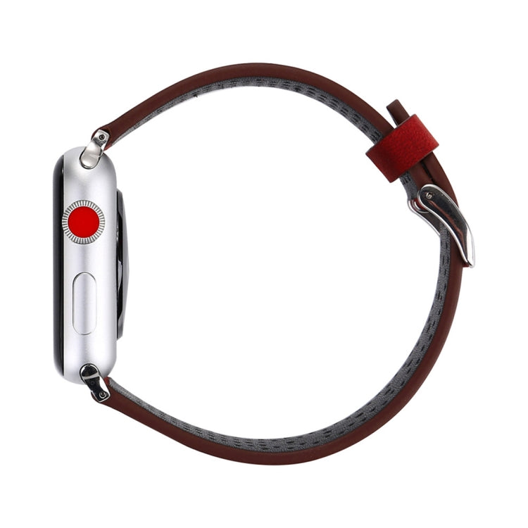 Lisslune | For Apple Watch Ultra 49mm & Watch Ultra 2 49mm / Series 10 46mm / 9 & 8 & 7 45mm / SE 3 & SE 2 & 6 & SE & 5 & 4 44mm / 3 & 2 & 1 42mm Simple Fashion Leather Perforated Band (Red)