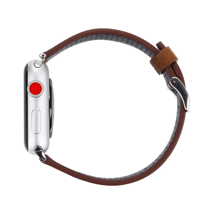 Lisslune | For Apple Watch Ultra 49mm & Watch Ultra 2 49mm / Series 10 46mm / 9 & 8 & 7 45mm / SE 3 & SE 2 & 6 & SE & 5 & 4 44mm / 3 & 2 & 1 42mm Simple Style Leather Hole Pattern Watch Band (Brown)