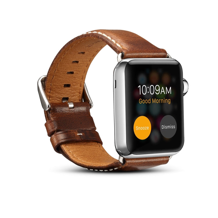 Lisslune | Denior Oil Wax Retro Watch Leather Band for Apple Watch Series 7 45mm / 6 & SE & 5 & 4 44mm / 3 & 2 & 1 42mm (Brown)