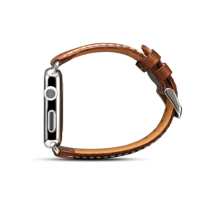Lisslune | Denior Oil Wax Retro Watch Leather Band for Apple Watch Series 7 45mm / 6 & SE & 5 & 4 44mm / 3 & 2 & 1 42mm (Brown)
