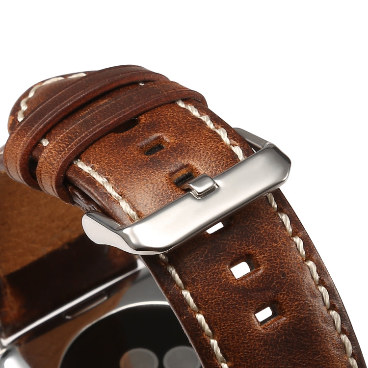 Lisslune | Denior Oil Wax Retro Watch Leather Band for Apple Watch Series 7 45mm / 6 & SE & 5 & 4 44mm / 3 & 2 & 1 42mm (Brown)