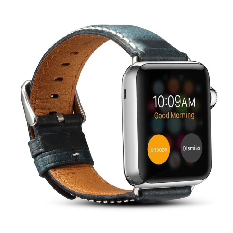 Lisslune | Denior Oil Wax Retro Watch Leather Band for Apple Watch Series 10 42mm / 9&8&7 41mm / SE 3&SE 2&6&SE&5&4 40mm / 3&2&1 38mm (Dark Blue)
