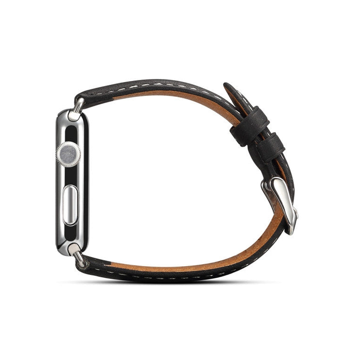 Lisslune | Denior Environment Luxury Car Watch Leather Watch Band for Apple Watch Series 7 45mm / 6 & SE & 5 & 4 44mm / 3 & 2 & 1 42mm (Black)
