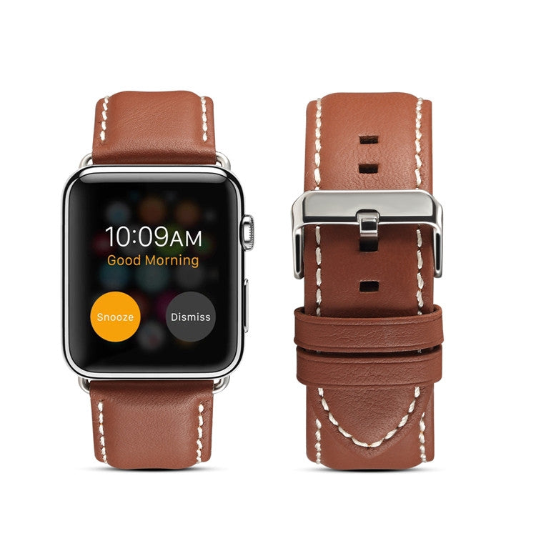 Lisslune | Denior Environmental Luxury Car Watch leather strap for Apple Watch Ultra 49mm & Watch Ultra 2 49mm / Series 10 46mm / 9 & 8 & 7 45mm / SE 3 & SE 2 & 6 & SE & 5 & 4 44mm / 3 & 2 & 1 42mm (Brown)