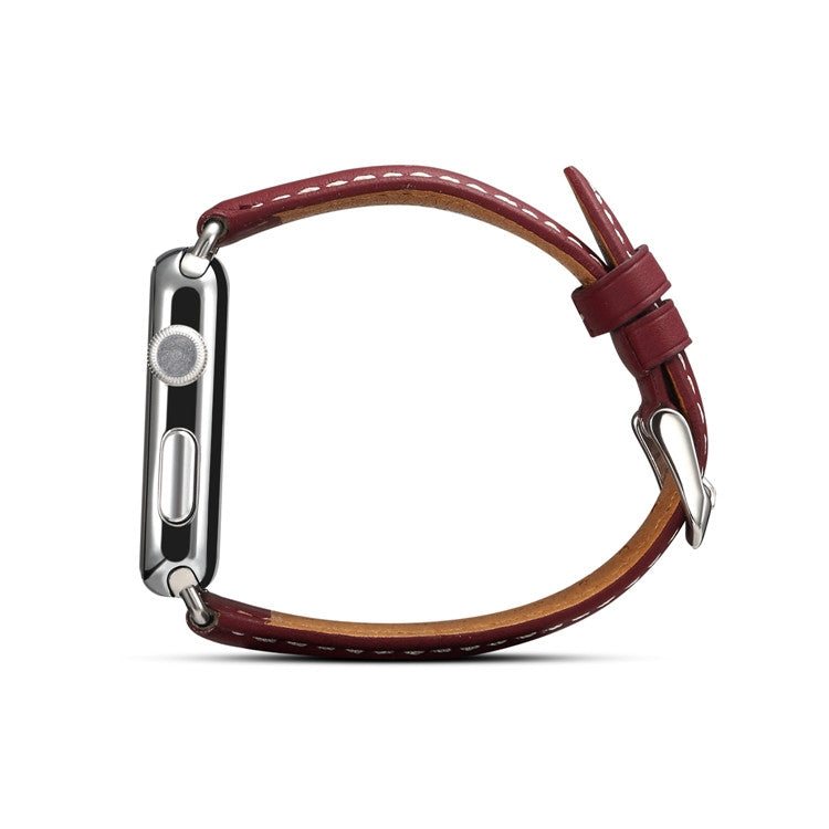 Lisslune | Denior Environmental Luxury Car Watch Leather Strap for Apple Watch Series 10 42mm / 9&8&7 41mm / SE 3&SE 2&6&SE&5&4 40mm / 3&2&1 38mm (Dark Red)