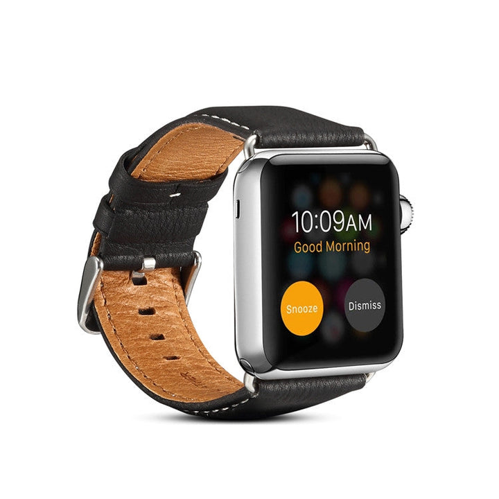 Lisslune | Denior Eco Luxury Car Watch Leather Strap for Apple Watch Series 10 42mm / 9&8&7 41mm / SE 3&SE 2&6&SE&5&4 40mm / 3&2&1 38mm (Black)