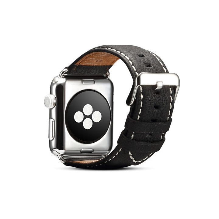 Lisslune | Denior Eco Luxury Car Watch Leather Strap for Apple Watch Series 10 42mm / 9&8&7 41mm / SE 3&SE 2&6&SE&5&4 40mm / 3&2&1 38mm (Black)