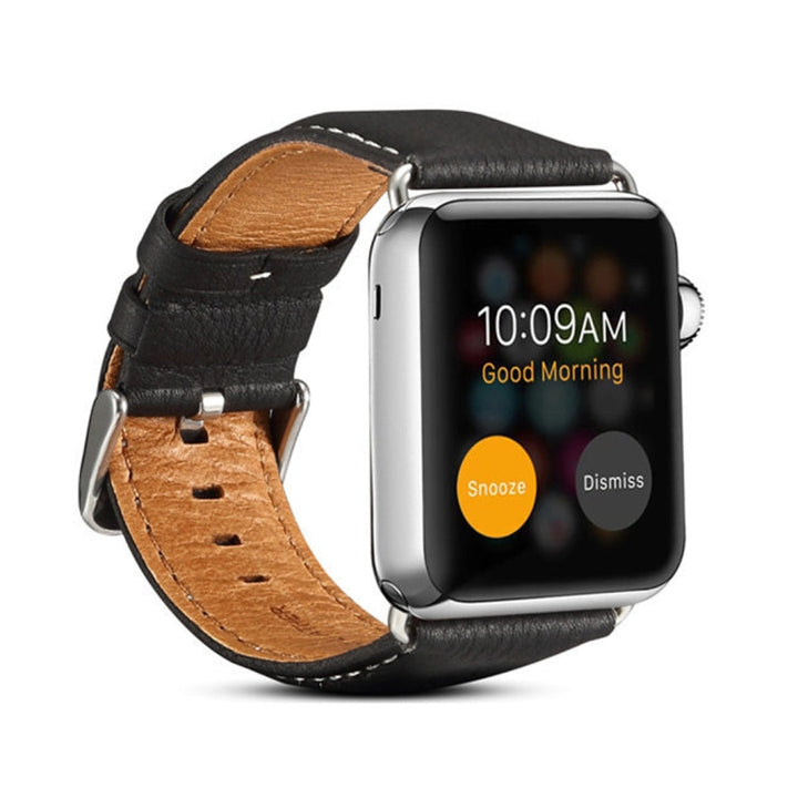 Lisslune | Denior Eco Luxury Car Watch Leather Strap for Apple Watch Series 10 42mm / 9&8&7 41mm / SE 3&SE 2&6&SE&5&4 40mm / 3&2&1 38mm (Black)