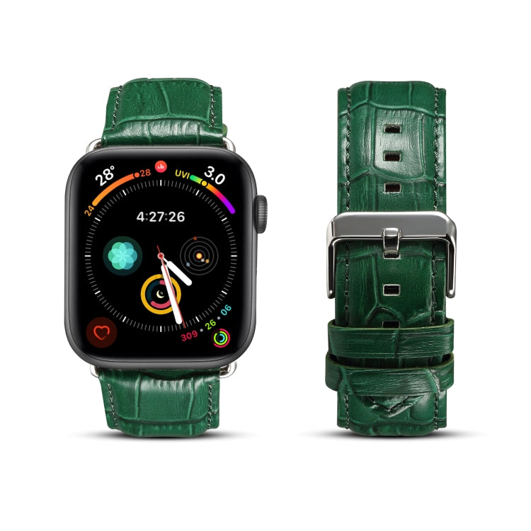 Lisslune | Denior crocodile grain watches cow leather series strap for Apple Watch Series 7 45mm / 6 & SE & 5 & 4 44mm / 3 & 2 & 1 42mm (Green)