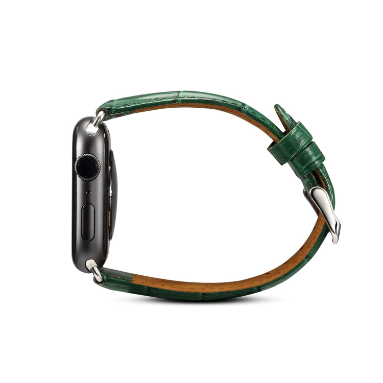 Lisslune | Denior crocodile grain watches cow leather series strap for Apple Watch Series 7 45mm / 6 & SE & 5 & 4 44mm / 3 & 2 & 1 42mm (Green)