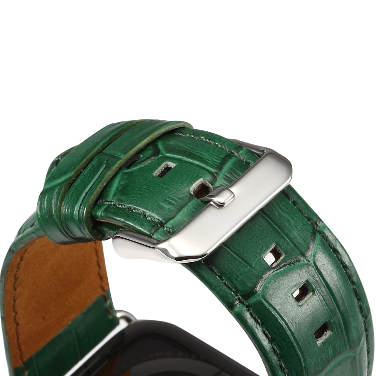 Lisslune | Denior crocodile grain watches cow leather series strap for Apple Watch Series 7 45mm / 6 & SE & 5 & 4 44mm / 3 & 2 & 1 42mm (Green)