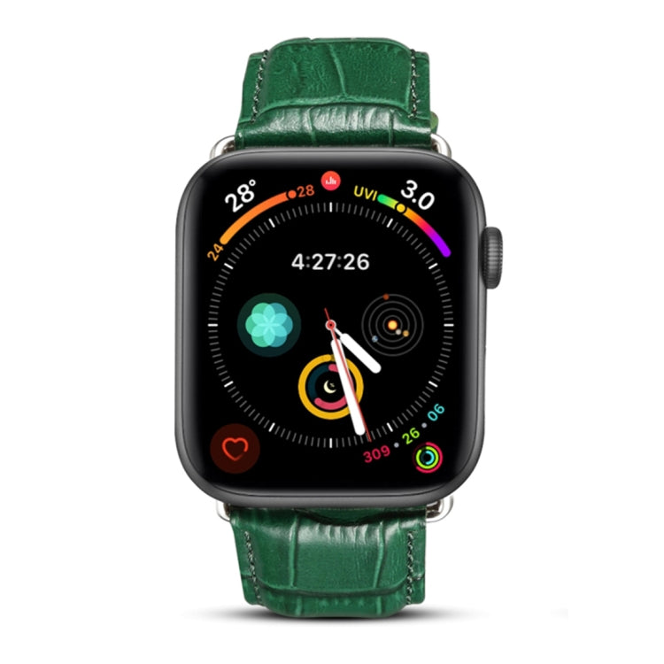 Lisslune | Denior Crocodile Grain Watch Cowhide Leather Watch Band for Apple Watch Series 7 41mm / 6 & SE & 5 & 4 40mm / 3 & 2 & 1 38mm (Green)