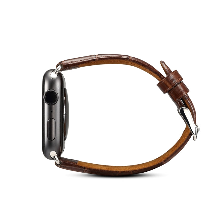 Lisslune | Denior Crocodile Texture Watch Cowhide Watch Strap for Apple Watch Series 7 41mm / 6 & SE & 5 & 4 40mm / 3 & 2 & 1 38mm (Brown)
