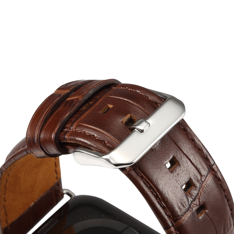 Lisslune | Denior Crocodile Texture Watch Cowhide Watch Strap for Apple Watch Series 7 41mm / 6 & SE & 5 & 4 40mm / 3 & 2 & 1 38mm (Brown)