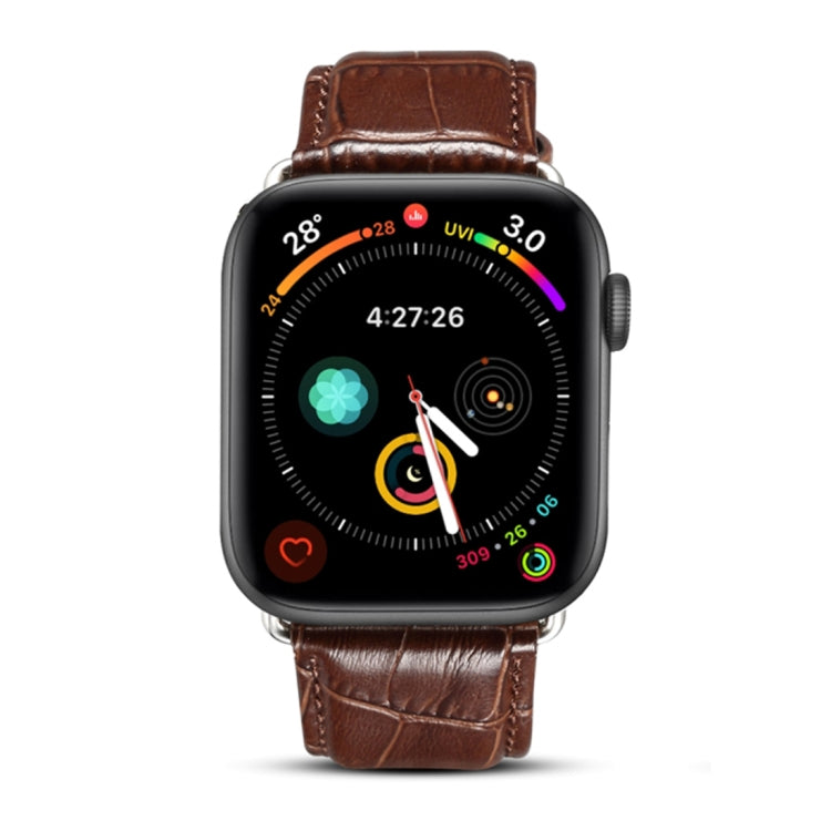 Lisslune | Denior Crocodile Texture Watch Cowhide Watch Strap for Apple Watch Series 7 41mm / 6 & SE & 5 & 4 40mm / 3 & 2 & 1 38mm (Brown)