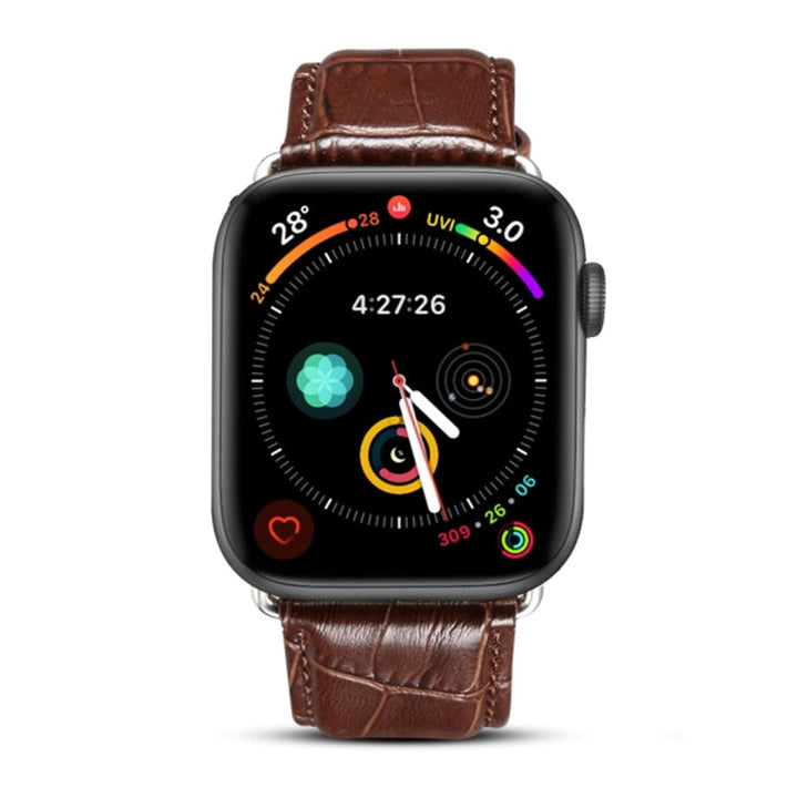 Lisslune | Denior Crocodile Texture Watch Cowhide Watch Strap for Apple Watch Series 7 41mm / 6 & SE & 5 & 4 40mm / 3 & 2 & 1 38mm (Brown)