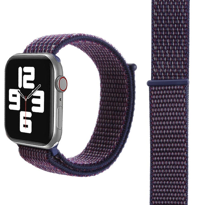 Lisslune | For Apple Watch 46mm / 49mm / 45mm / 44mm Simple Fashion Nylon Watch Strap with Magic Stick (Dark Purple)