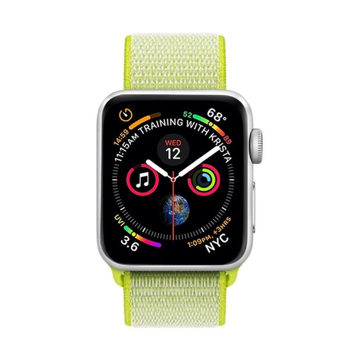 Lisslune | For Apple Watch 46mm / 49mm / 45mm / 44mm Simple Fashion Nylon Watch Band with Magic Stitch ( fluorescent green light )