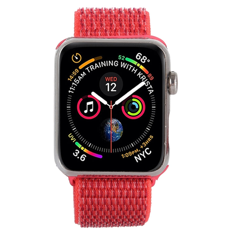 Lisslune | For Apple Watch 46mm / 49mm / 45mm / 44mm Simple Fashion Nylon Watch Band with Magic Stick (Pink Red)