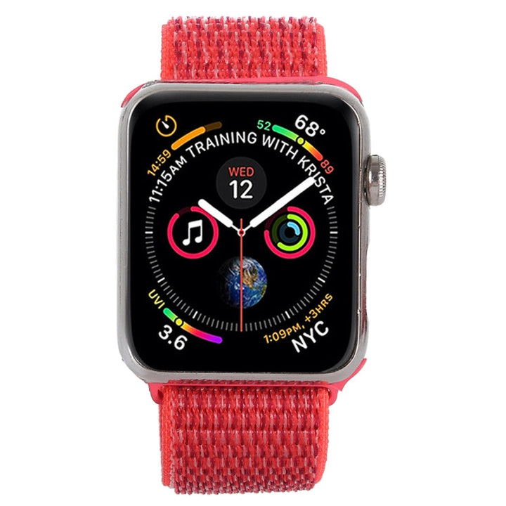 Lisslune | For Apple Watch 46mm / 49mm / 45mm / 44mm Simple Fashion Nylon Watch Band with Magic Stick (Pink Red)